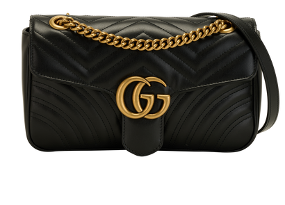 Medium GG Marmont Shoulder Bag, &pound;1,400, Handbags, Black, Leather, Front view